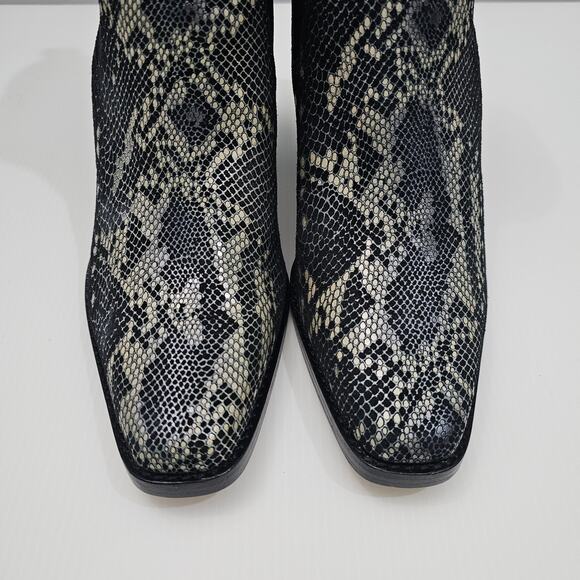 NEW Paige Emery Ankle Boot Womens 9.5 Black Snake Print Suede Western Chelsea - Picture 5 of 14